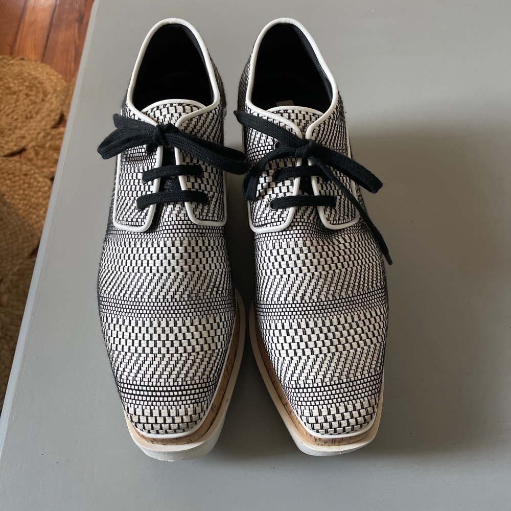 Stella McCartney Woven Faux Leather Elyse Platform Derby Size 38